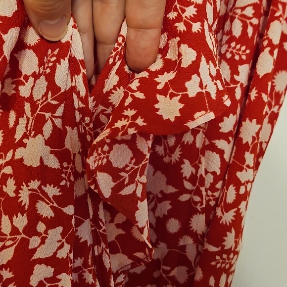 Max Studio Red Floral Ruffle Wrap Dress - Picture 5 of 16